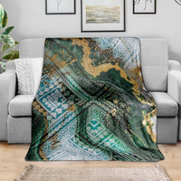 Polynesian Tribal Tattoo Blanket Green Marble Pattern LT9 - Polynesian Pride