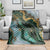Polynesian Tribal Tattoo Blanket Green Marble Pattern