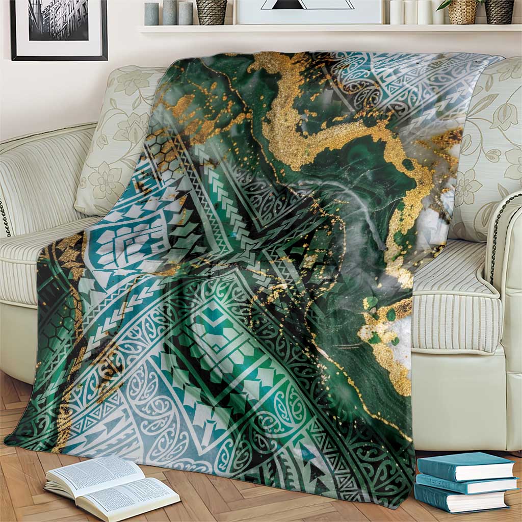Polynesian Tribal Tattoo Blanket Green Marble Pattern LT9 - Polynesian Pride