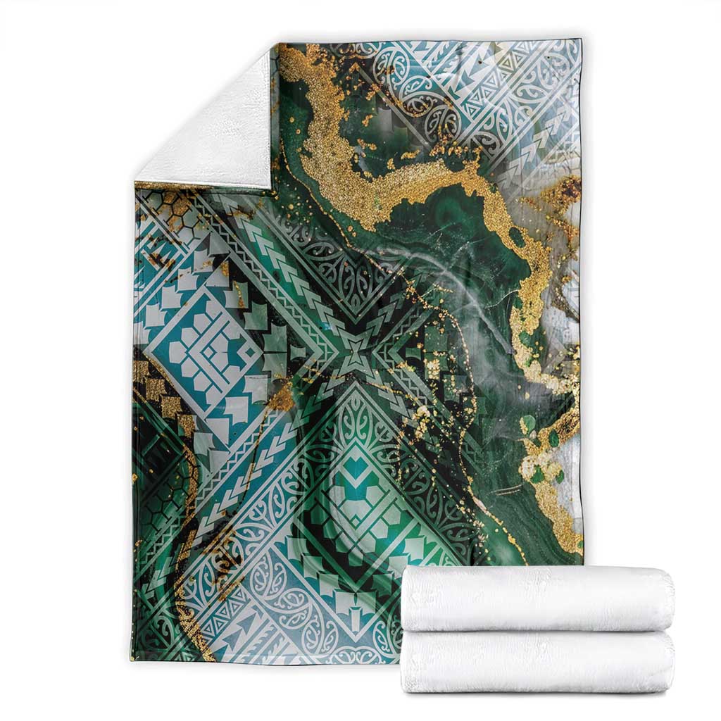Polynesian Tribal Tattoo Blanket Green Marble Pattern LT9 - Polynesian Pride