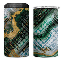 Polynesian Tribal Tattoo 4 in 1 Can Cooler Tumbler Green Marble Pattern LT9 One Size: 16 oz Green - Polynesian Pride