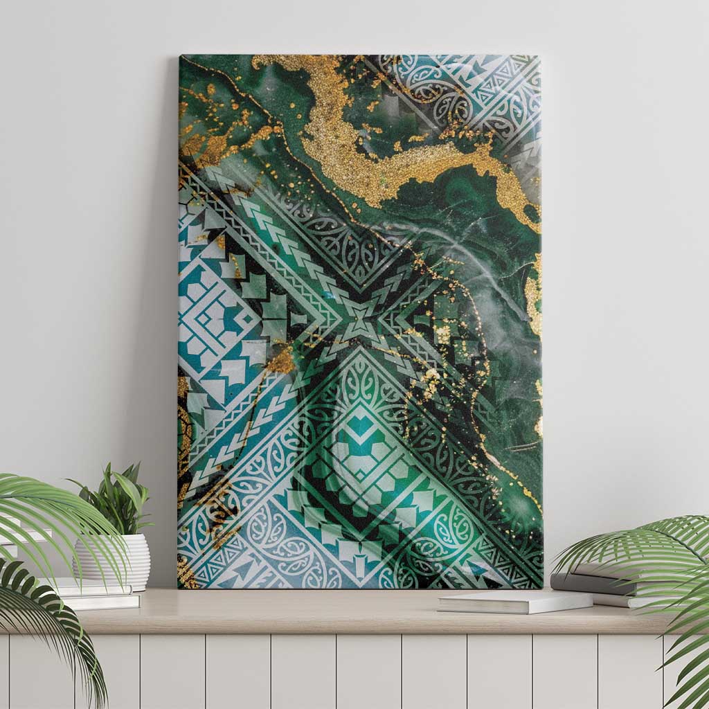 Polynesian Tribal Tattoo Canvas Wall Art Green Marble Pattern LT9 - Polynesian Pride