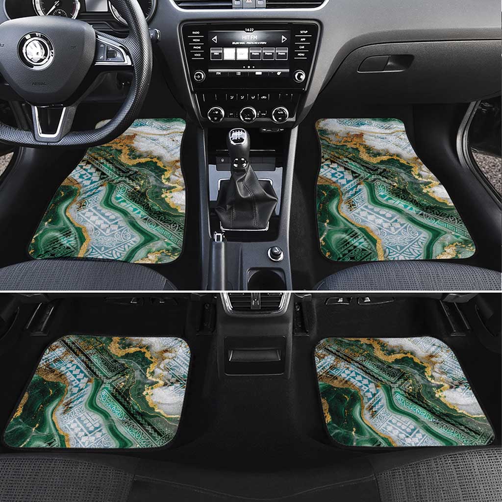 Polynesian Tribal Tattoo Car Mats Green Marble Pattern LT9 Set 4pcs Green - Polynesian Pride