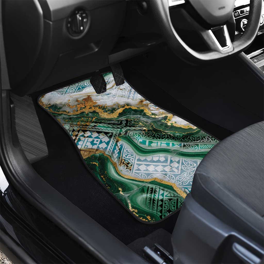 Polynesian Tribal Tattoo Car Mats Green Marble Pattern LT9 - Polynesian Pride