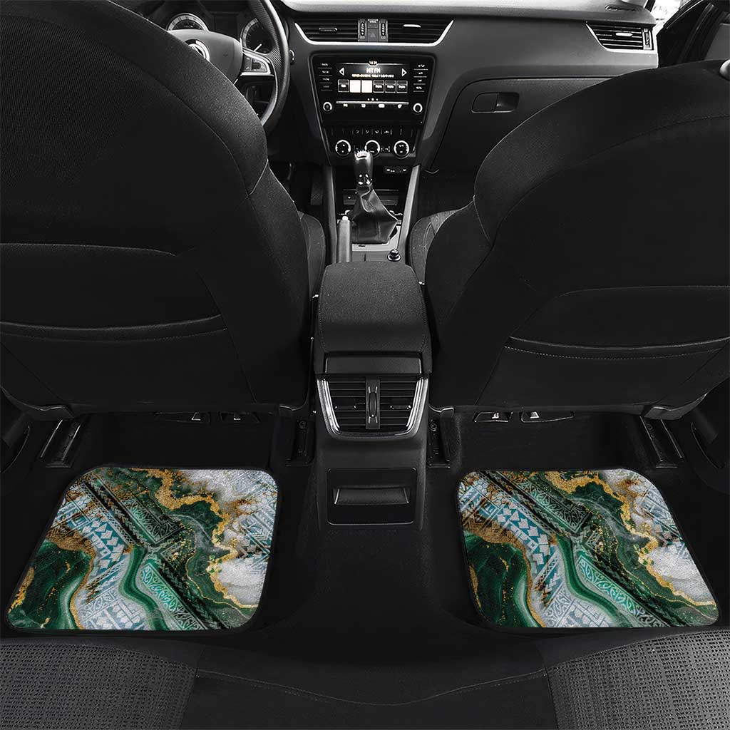 Polynesian Tribal Tattoo Car Mats Green Marble Pattern LT9 Set 2pcs - Back Green - Polynesian Pride