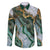 Polynesian Tribal Tattoo Family Matching Off Shoulder Maxi Dress and Hawaiian Shirt Green Marble Pattern