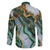 Polynesian Tribal Tattoo Family Matching Off Shoulder Maxi Dress and Hawaiian Shirt Green Marble Pattern