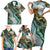 Polynesian Tribal Tattoo Family Matching Short Sleeve Bodycon Dress and Hawaiian Shirt Green Marble Pattern