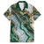 Polynesian Tribal Tattoo Family Matching Short Sleeve Bodycon Dress and Hawaiian Shirt Green Marble Pattern