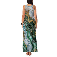 Polynesian Tribal Tattoo Family Matching Tank Maxi Dress and Hawaiian Shirt Green Marble Pattern