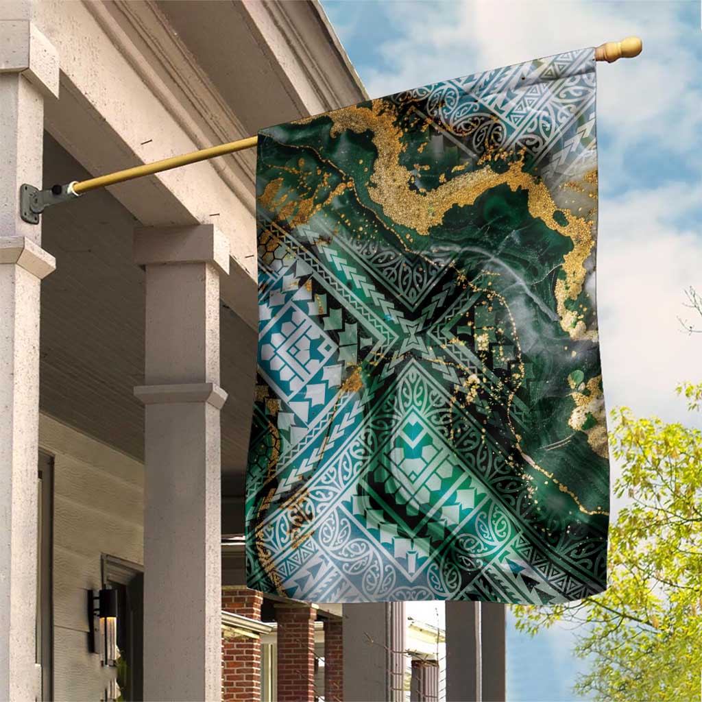 Polynesian Tribal Tattoo Garden Flag Green Marble Pattern LT9 House Flag Green - Polynesian Pride