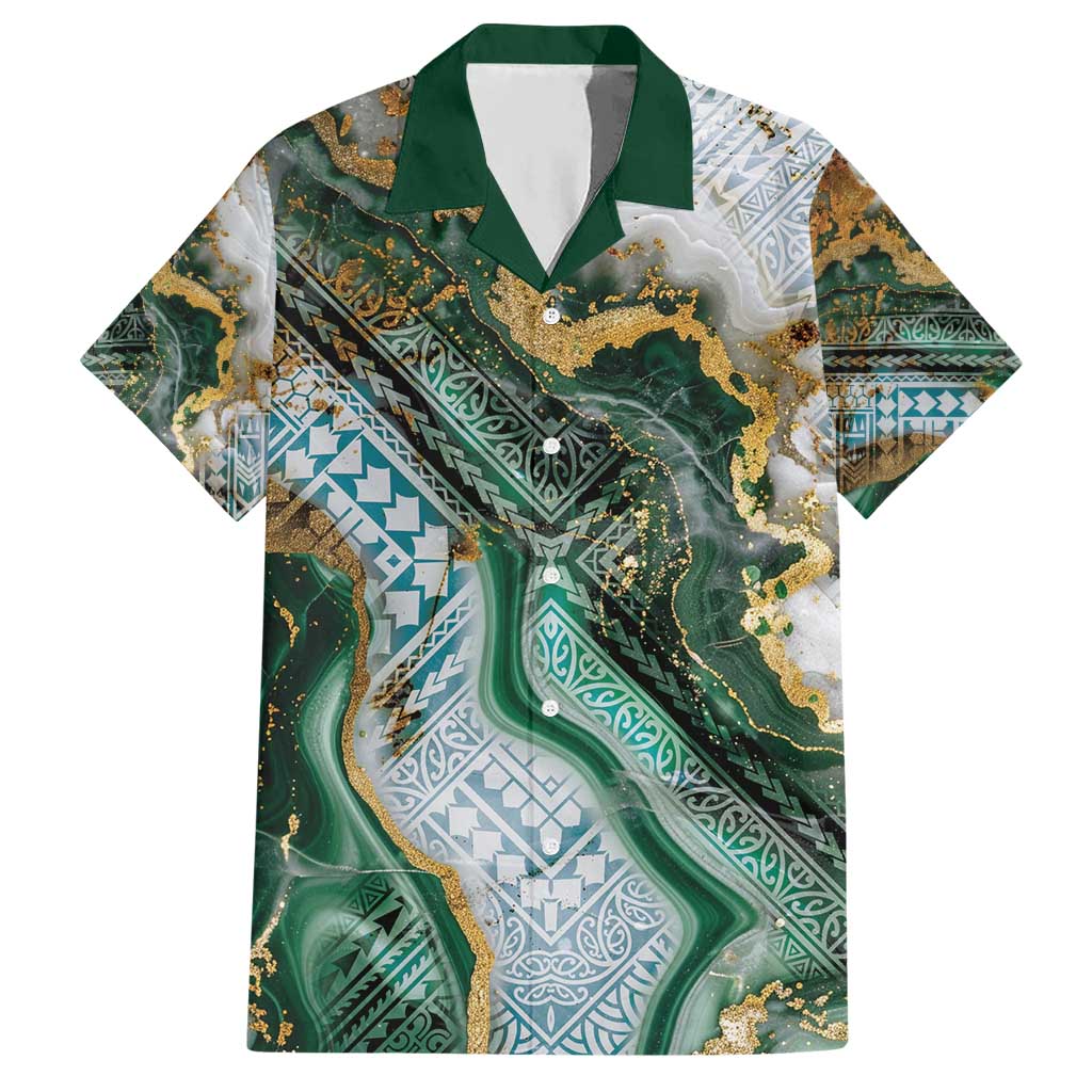 Polynesian Tribal Tattoo Hawaiian Shirt Green Marble Pattern LT9 Green - Polynesian Pride