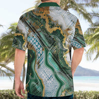 Polynesian Tribal Tattoo Hawaiian Shirt Green Marble Pattern LT9 - Polynesian Pride