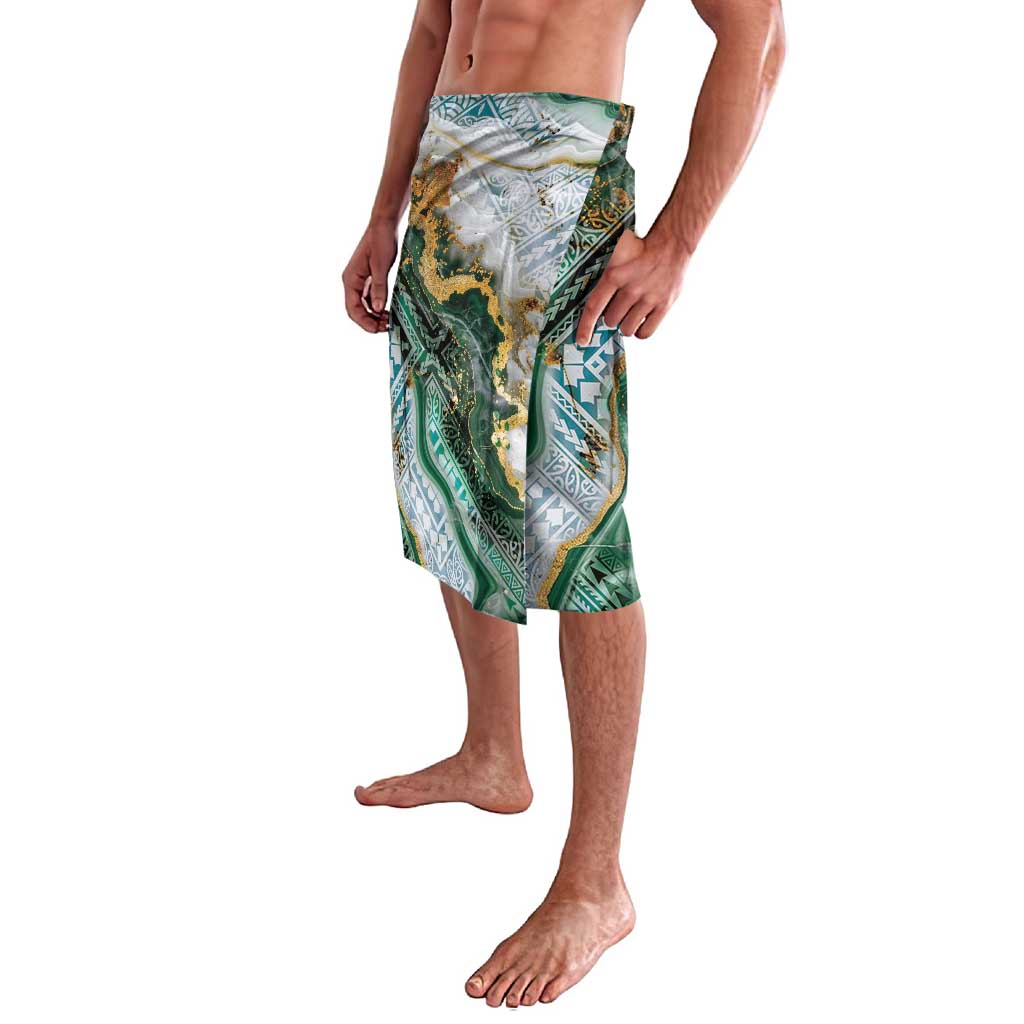 Polynesian Tribal Tattoo Lavalava Green Marble Pattern