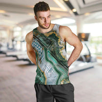 Polynesian Tribal Tattoo Men Tank Top Green Marble Pattern LT9 Green - Polynesian Pride