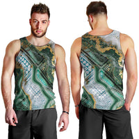 Polynesian Tribal Tattoo Men Tank Top Green Marble Pattern LT9 - Polynesian Pride