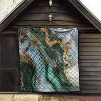 Polynesian Tribal Tattoo Quilt Green Marble Pattern