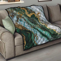 Polynesian Tribal Tattoo Quilt Green Marble Pattern