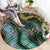 Polynesian Tribal Tattoo Round Carpet Green Marble Pattern