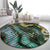 Polynesian Tribal Tattoo Round Carpet Green Marble Pattern