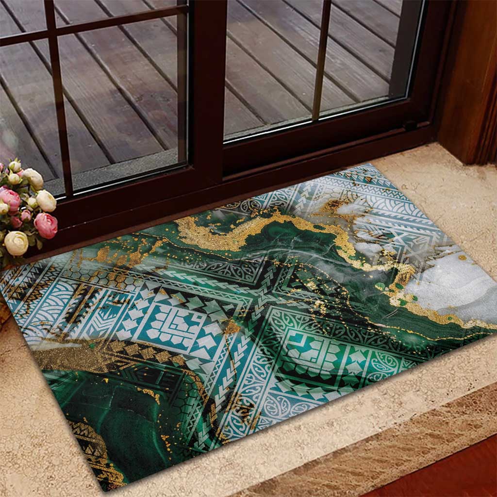 Polynesian Tribal Tattoo Rubber Doormat Green Marble Pattern LT9 - Polynesian Pride