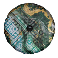 Polynesian Tribal Tattoo Spare Tire Cover Green Marble Pattern