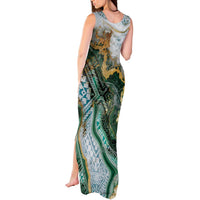 Polynesian Tribal Tattoo Tank Maxi Dress Green Marble Pattern LT9 - Polynesian Pride