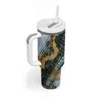 Polynesian Tribal Tattoo Tumbler With Handle Green Marble Pattern LT9 - Polynesian Pride