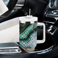 Polynesian Tribal Tattoo Tumbler With Handle Green Marble Pattern LT9 - Polynesian Pride