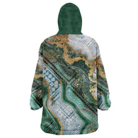 Polynesian Tribal Tattoo Wearable Blanket Hoodie Green Marble Pattern LT9 - Polynesian Pride
