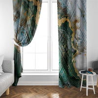 Polynesian Tribal Tattoo Window Curtain Green Marble Pattern LT9 - Polynesian Pride