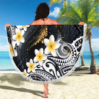 Polynesian Tribal Tattoo Beach Blanket Plumeria Black Gold Marble Pattern LT9 - Polynesian Pride