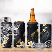 Polynesian Tribal Tattoo 4 in 1 Can Cooler Tumbler Plumeria Black Gold Marble Pattern LT9 - Polynesian Pride