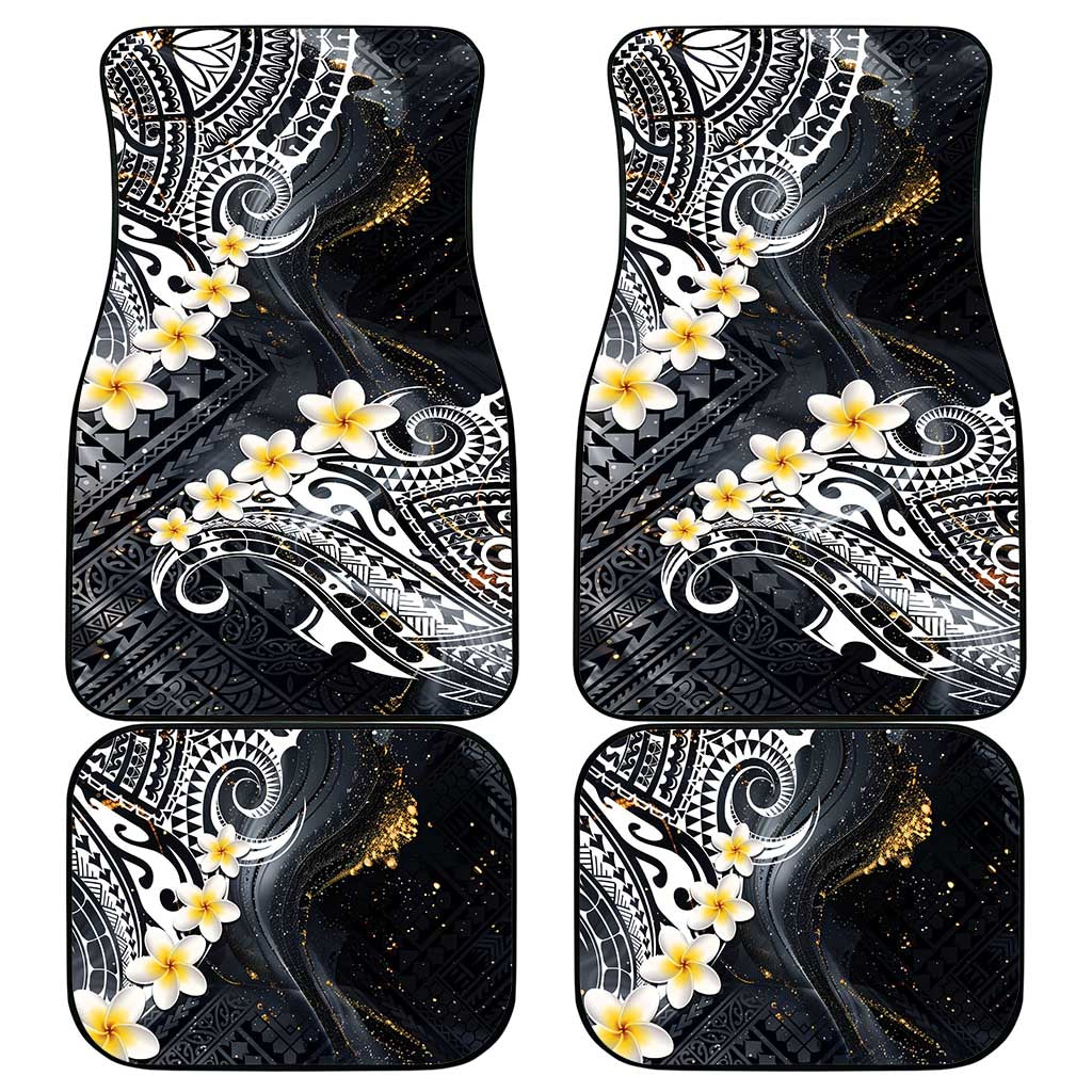 Polynesian Tribal Tattoo Car Mats Plumeria Black Gold Marble Pattern LT9 - Polynesian Pride