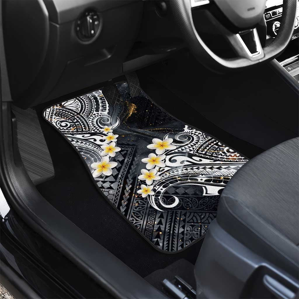 Polynesian Tribal Tattoo Car Mats Plumeria Black Gold Marble Pattern LT9 - Polynesian Pride