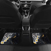 Polynesian Tribal Tattoo Car Mats Plumeria Black Gold Marble Pattern LT9 Set 2pcs - Back Black - Polynesian Pride