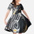 Polynesian Tribal Tattoo Family Matching Long Sleeve Bodycon Dress and Hawaiian Shirt Plumeria Black Gold Marble Pattern