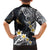 Polynesian Tribal Tattoo Family Matching Short Sleeve Bodycon Dress and Hawaiian Shirt Plumeria Black Gold Marble Pattern