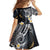 Polynesian Tribal Tattoo Family Matching Short Sleeve Bodycon Dress and Hawaiian Shirt Plumeria Black Gold Marble Pattern