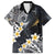 Polynesian Tribal Tattoo Family Matching Short Sleeve Bodycon Dress and Hawaiian Shirt Plumeria Black Gold Marble Pattern