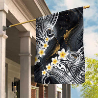 Polynesian Tribal Tattoo Garden Flag Plumeria Black Gold Marble Pattern LT9 House Flag Black - Polynesian Pride