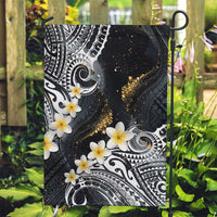 Polynesian Tribal Tattoo Garden Flag Plumeria Black Gold Marble Pattern LT9 Garden Flag Black - Polynesian Pride