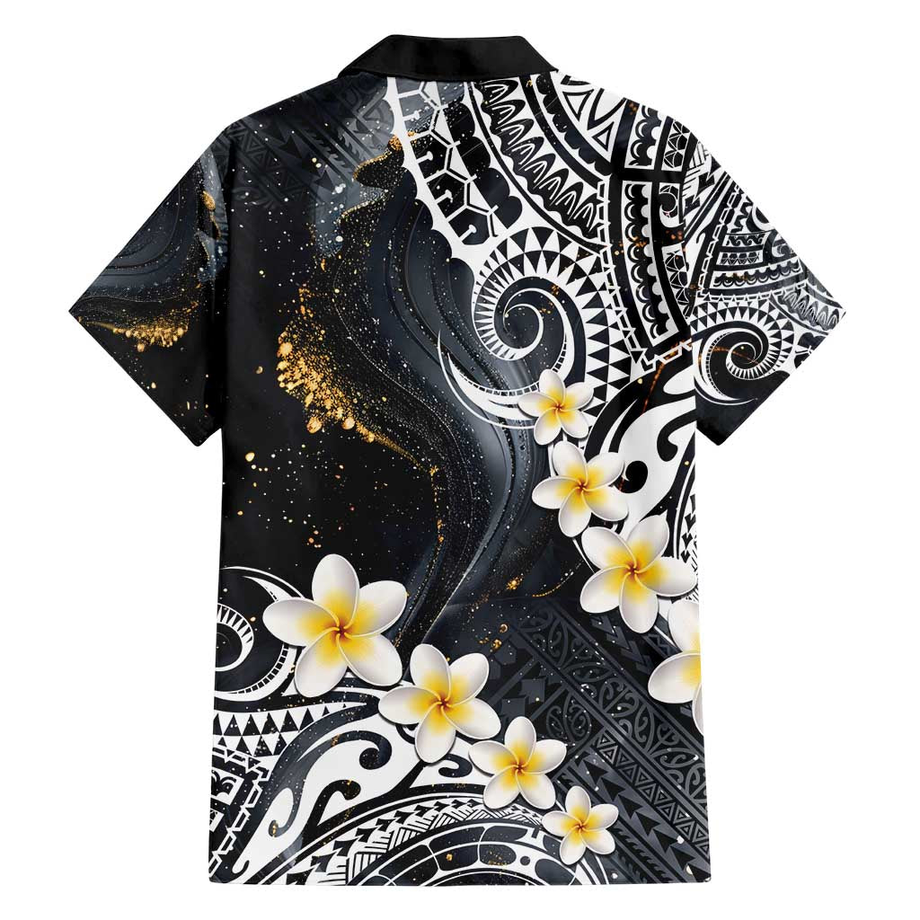 Polynesian Tribal Tattoo Hawaiian Shirt Plumeria Black Gold Marble Pattern LT9 - Polynesian Pride