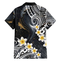 Polynesian Tribal Tattoo Hawaiian Shirt Plumeria Black Gold Marble Pattern LT9 - Polynesian Pride