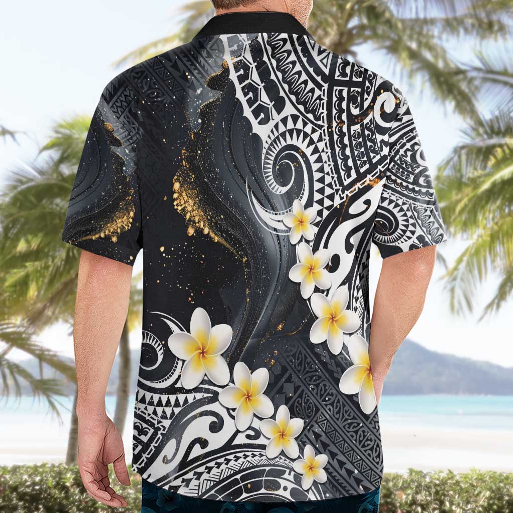 Polynesian Tribal Tattoo Hawaiian Shirt Plumeria Black Gold Marble Pattern LT9 - Polynesian Pride