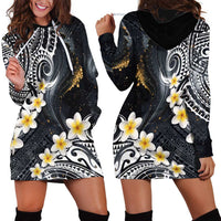 Polynesian Tribal Tattoo Hoodie Dress Plumeria Black Gold Marble Pattern LT9 - Polynesian Pride