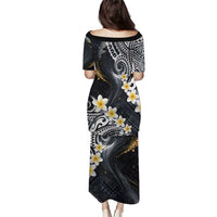 Polynesian Tribal Tattoo Puletasi Plumeria Black Gold Marble Pattern LT9 - Polynesian Pride