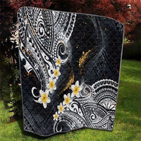 Polynesian Tribal Tattoo Quilt Plumeria Black Gold Marble Pattern