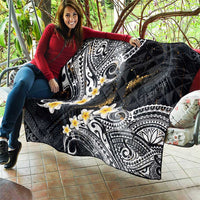 Polynesian Tribal Tattoo Quilt Plumeria Black Gold Marble Pattern