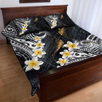 Polynesian Tribal Tattoo Quilt Bed Set Plumeria Black Gold Marble Pattern LT9 - Polynesian Pride